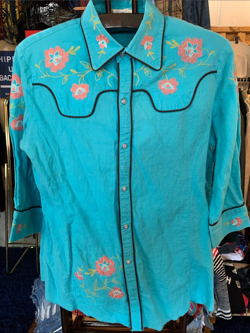 Tassles Plezzi Collection Teal Button-Down Shirt